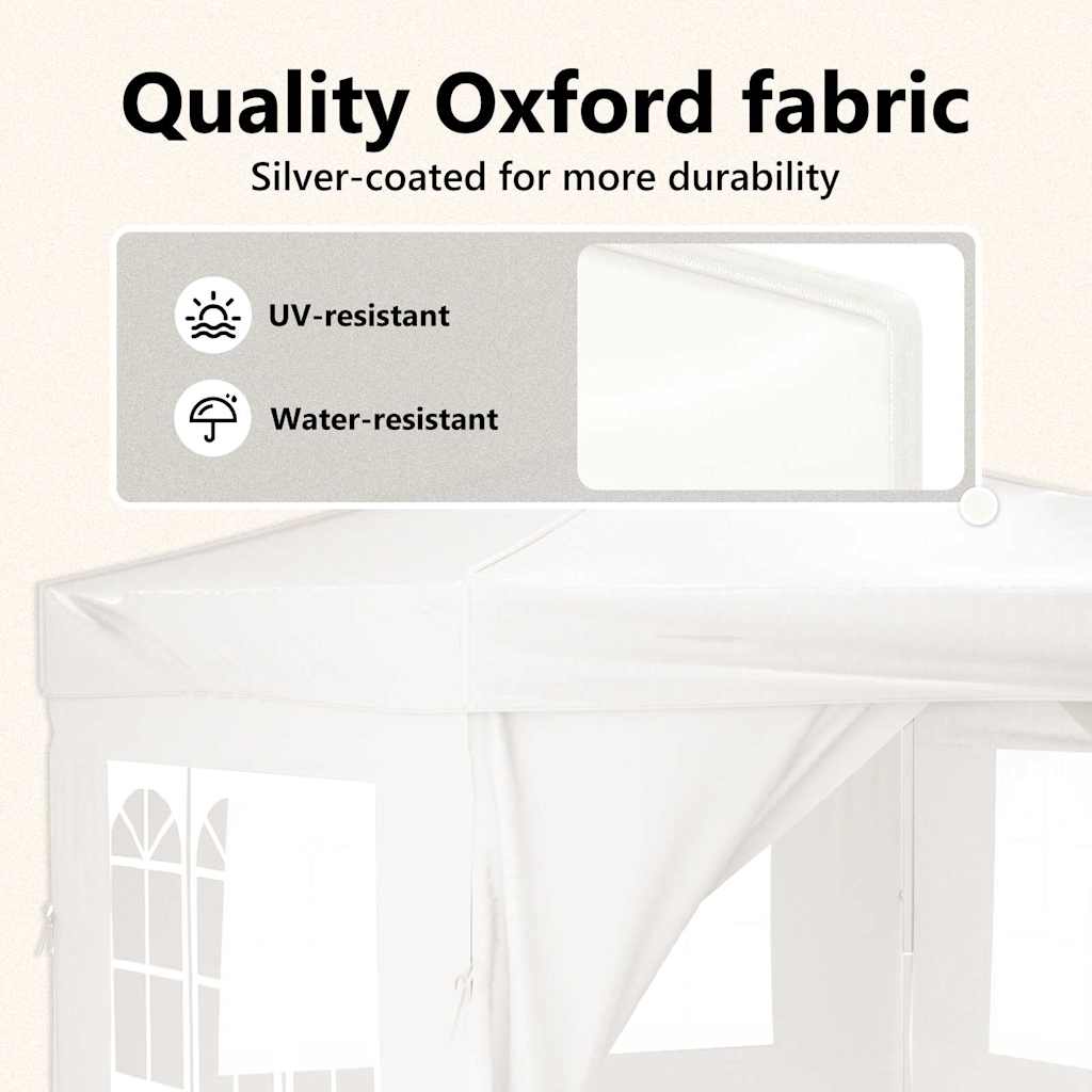 vidaXL Folding Party Tent with Sidewalls White 3x3 m