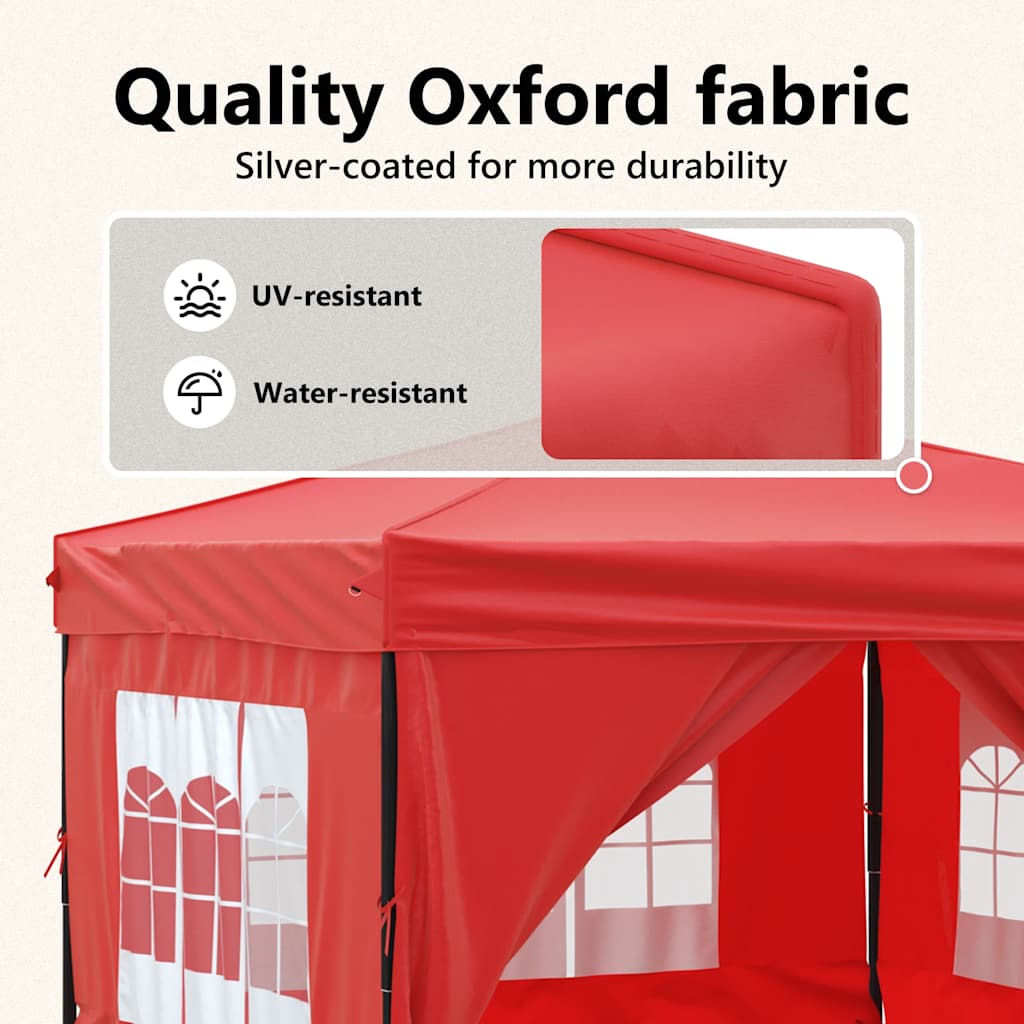 vidaXL Folding Party Tent with Sidewalls Red 3x3 m