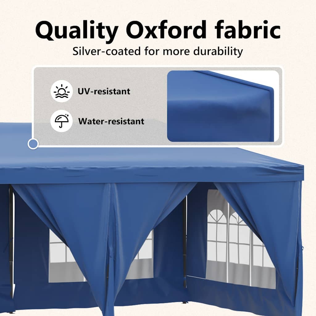 vidaXL Folding Party Tent with Sidewalls Blue 3x6 m
