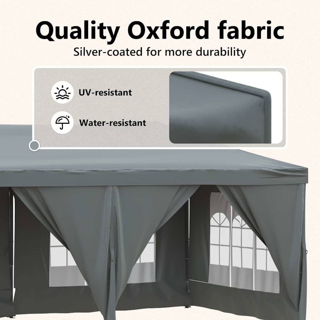 vidaXL Folding Party Tent with Sidewalls Anthracite 3x6 m