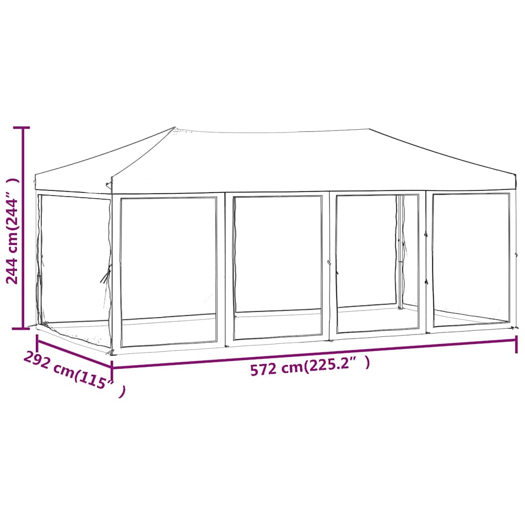 vidaXL Folding Party Tent with Sidewalls Blue 3x6 m