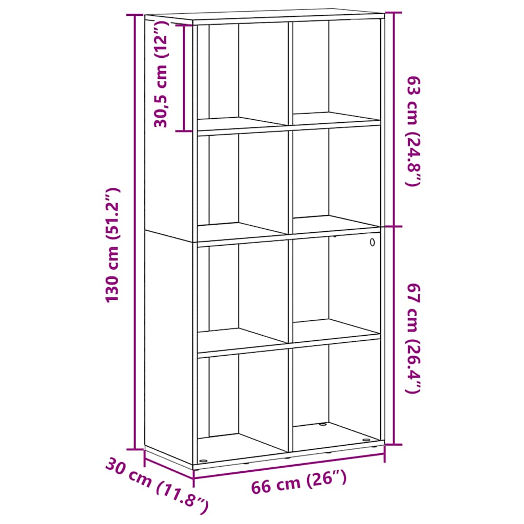 vidaXL Book Cabinet/Sideboard Smoked Oak 66x30x130 cm Engineered Wood