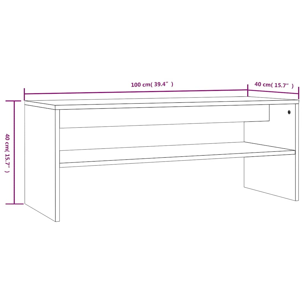vidaXL Coffee Table Smoked Oak 100x40x40 cm Engineered Wood