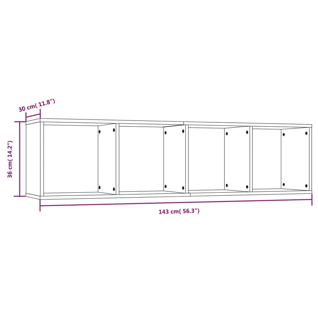 vidaXL Book Cabinet/TV Cabinet Smoked Oak 143x30x36cm Engineered Wood
