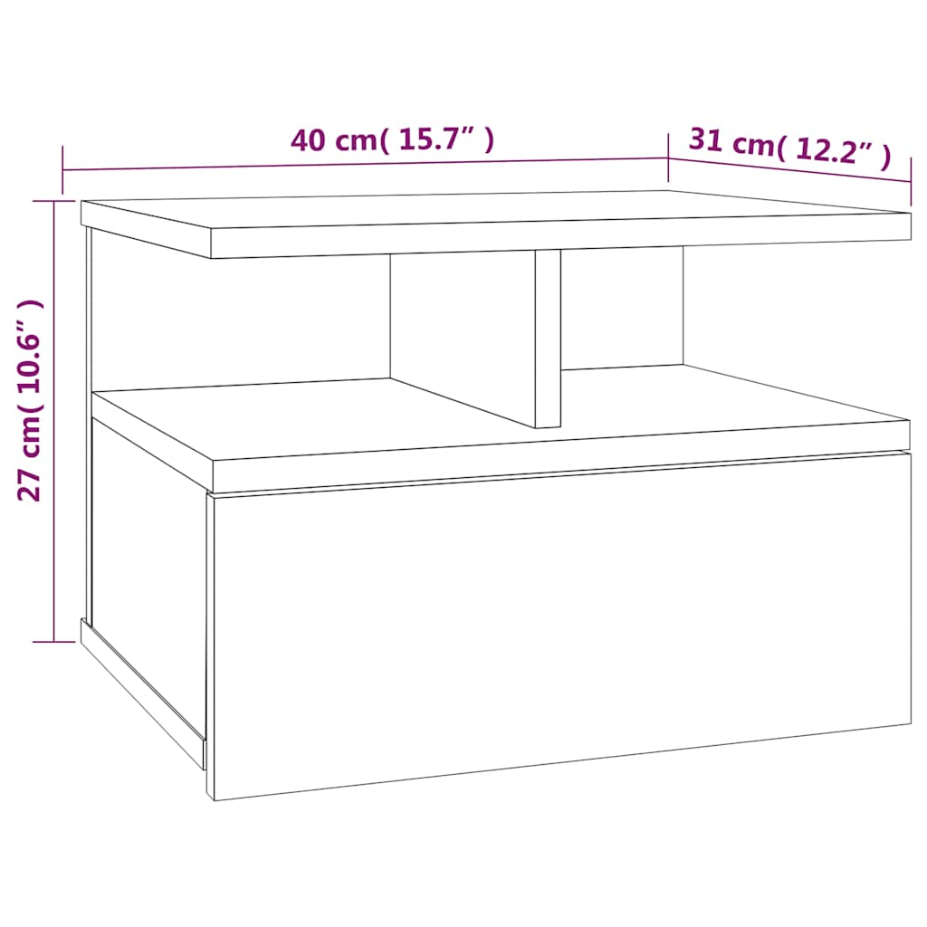 vidaXL Floating Nightstand Grey Sonoma 40x31x27 cm Engineered Wood