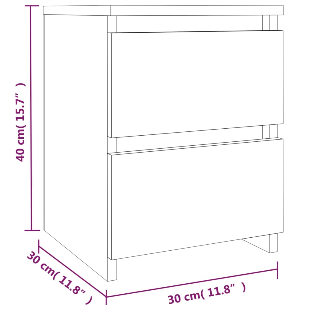 vidaXL Bedside Cabinets 2 pcs Smoked Oak 30x30x40 cm Engineered Wood