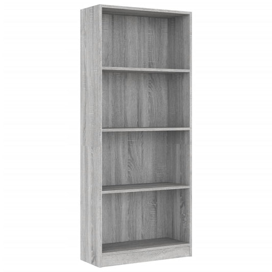 vidaXL 4-Tier Book Cabinet Grey Sonoma 60x24x142 cm Engineered Wood