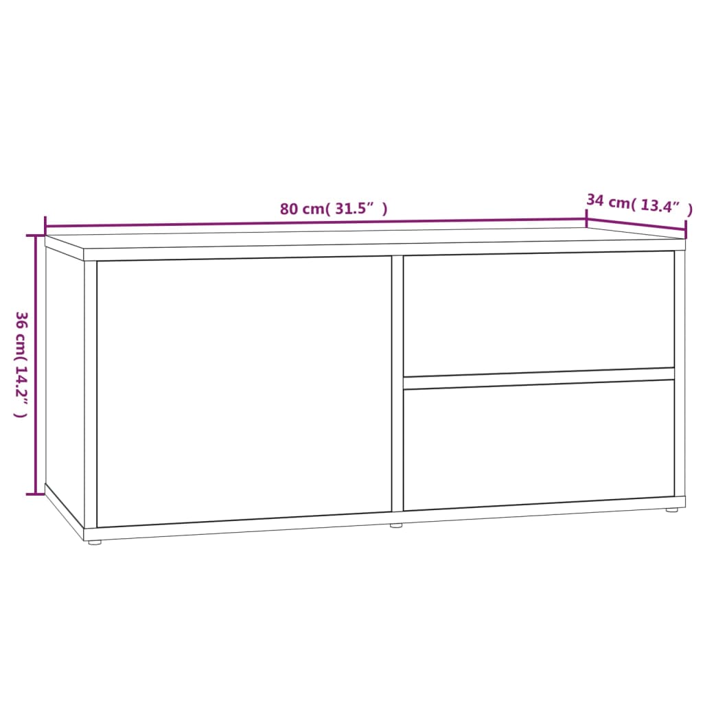 vidaXL TV Cabinet Smoked Oak 80x34x36 cm Engineered Wood