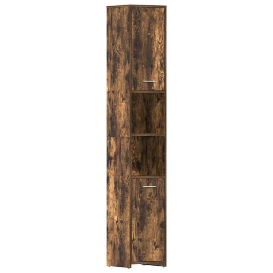815519 vidaXL Bathroom Cabinet Smoked Oak 30x30x183,5 cm Engineered Wood