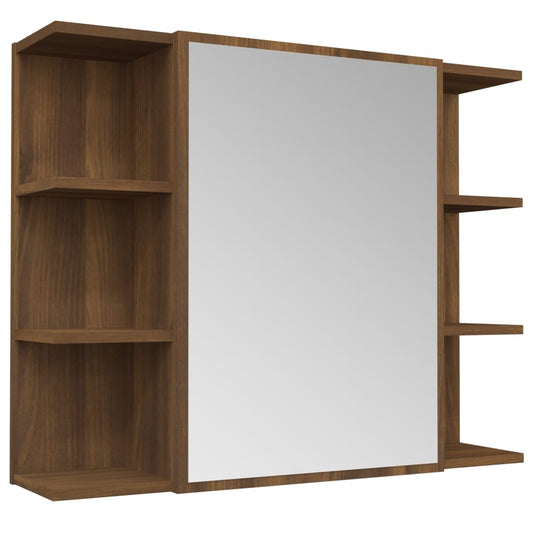 vidaXL Bathroom Mirror Cabinet Brown Oak 80x20.5x64 cm Engineered Wood