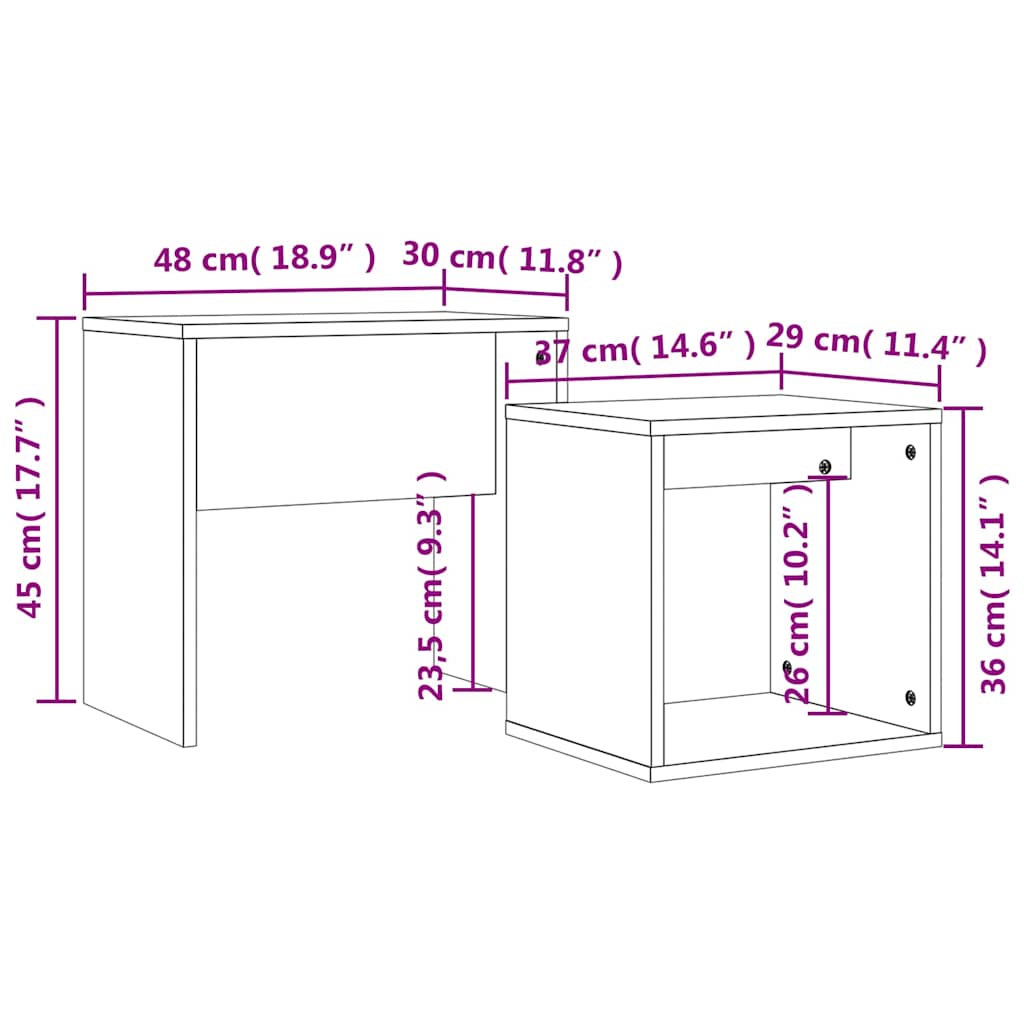 vidaXL Nesting Coffee Tables 2 pcs Grey Sonoma Engineered Wood