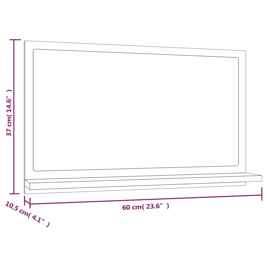 vidaXL Bathroom Mirror Smoked Oak 60x10.5x37 cm Engineered Wood