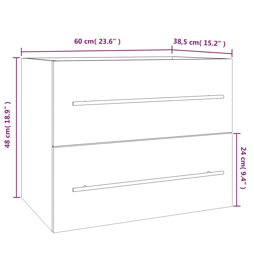 vidaXL Sink Cabinet Smoked Oak 60x38,5x48 cm Engineered Wood