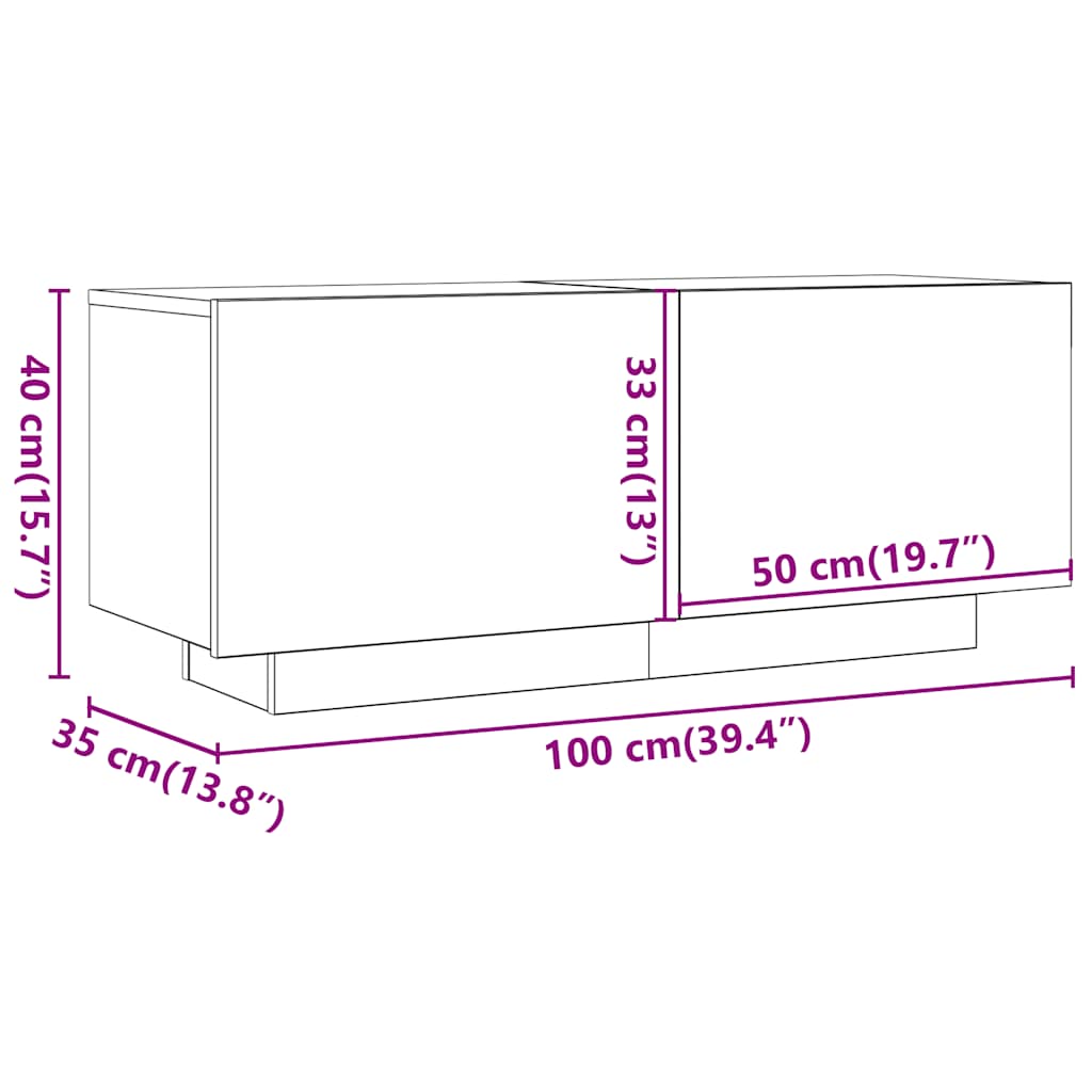 vidaXL TV Cabinet Grey Sonoma 100x35x40 cm Engineered Wood