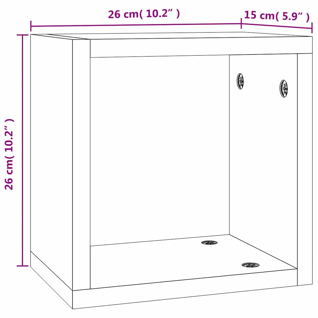 vidaXL Wall Shelves 2 pcs Grey Sonoma 26 x 15 x 26 cm Engineered Wood
