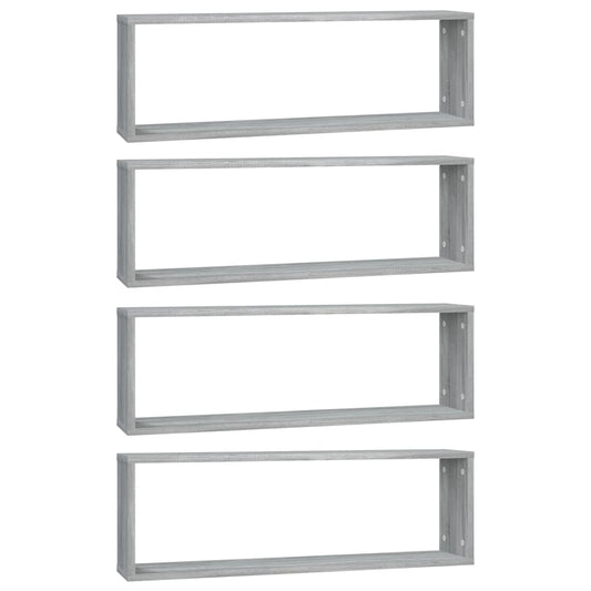 vidaXL Wall Cube Shelves 4 pcs Grey Sonoma 80x15x26.5 cm