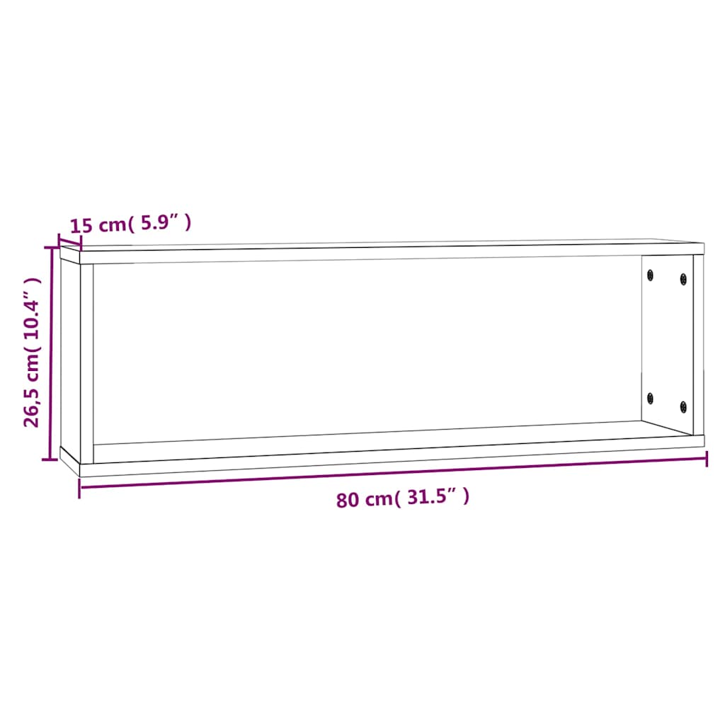 vidaXL Wall Cube Shelves 4 pcs Grey Sonoma 80x15x26.5 cm