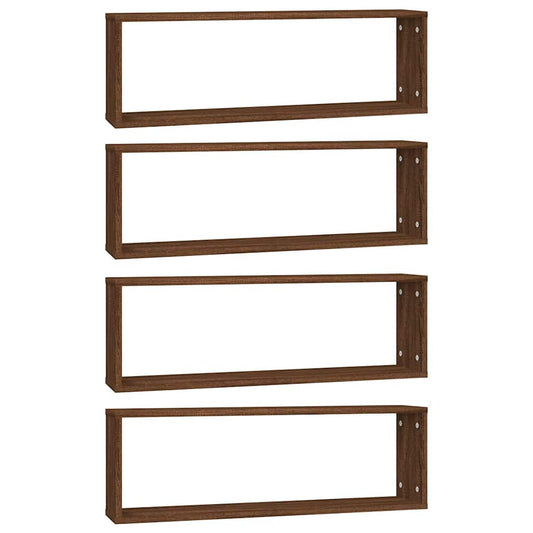 vidaXL Wall Cube Shelves 4 pcs Brown Oak 80x15x26,5 cm Engineered Wood