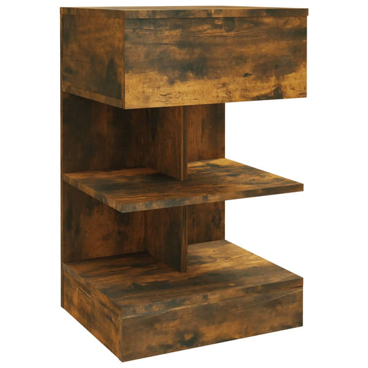 vidaXL Bedside Cabinet Smoked Oak 40x35x65 cm Engineered Wood