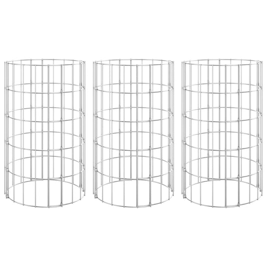 vidaXL Circular Gabion Raised Beds 3 pcs Galvanised Steel Ø30x50 cm