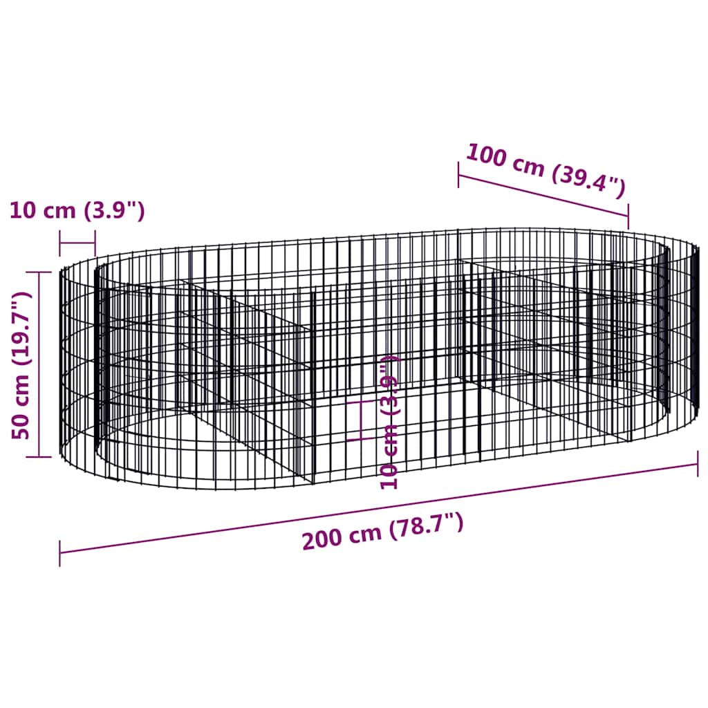 152040 vidaXL Gabion Raised Bed Galvanised Iron 200x100x50 cm