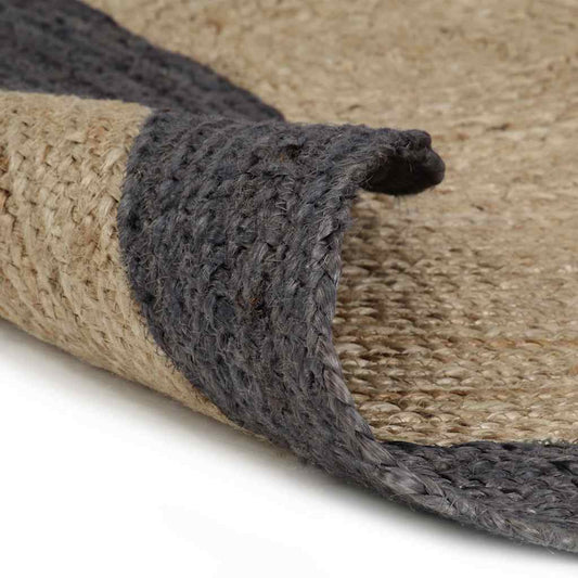 vidaXL Handmade Rug Jute with Dark Grey Border 240 cm