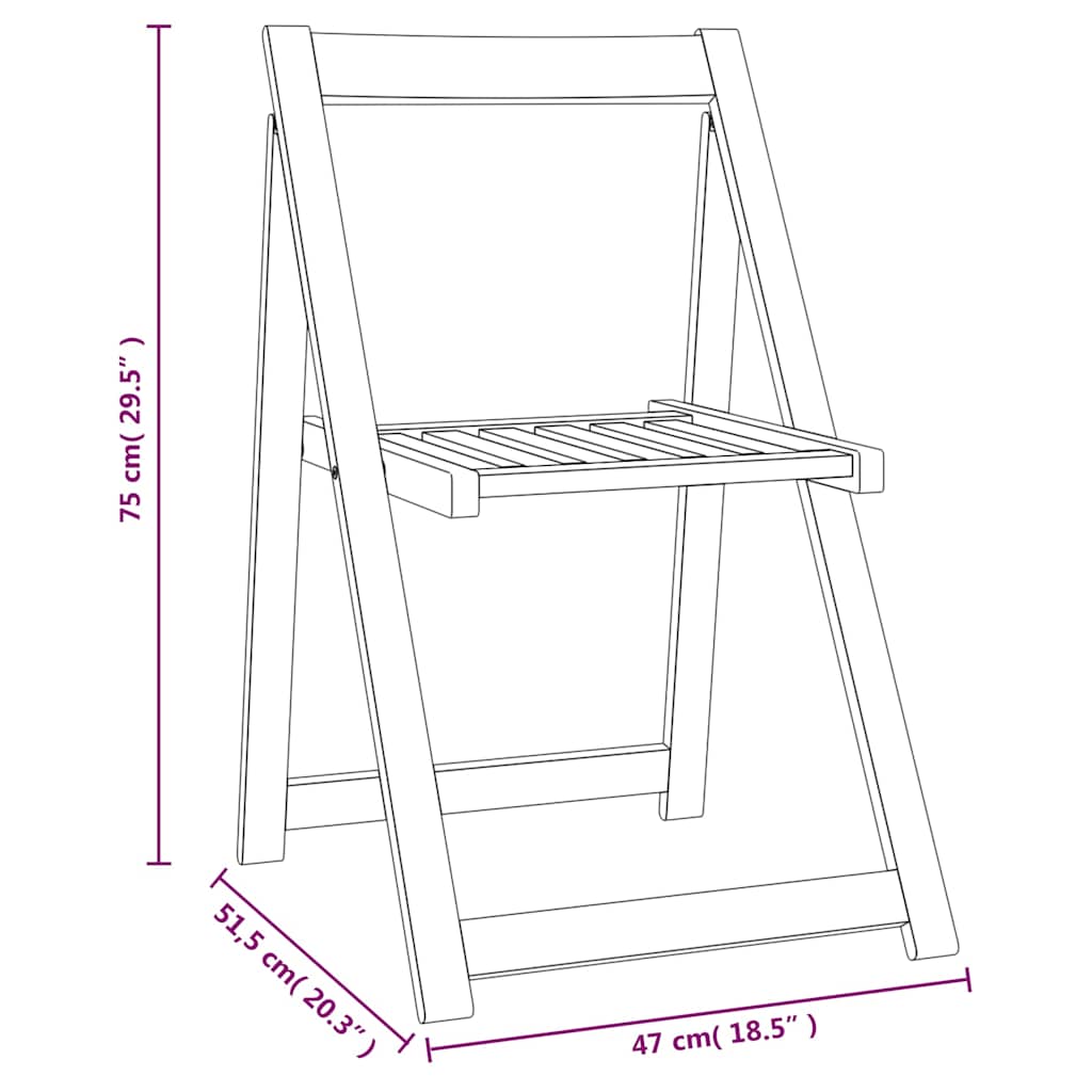 vidaXL Folding Chairs 8 pcs Solid Wood Acacia