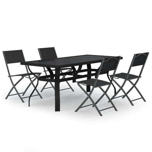 vidaXL Garden Dining Set | Grey | Powder-coated steel | Standard | Foldable