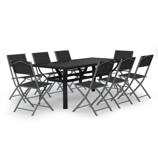 vidaXL Garden Dining Set | Grey and Black