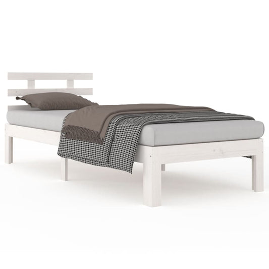 vidaXL Bed Frame | White | Solid pine wood, Plywood | Small Single | Tough