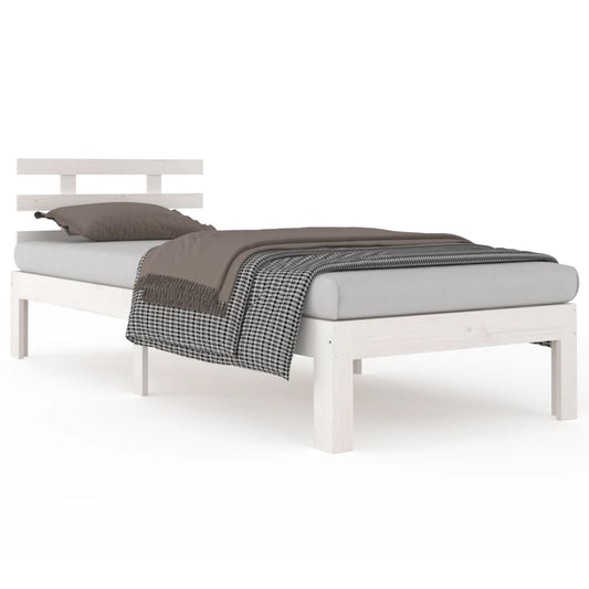 vidaXL Bed Frame | White | Solid pine wood, Plywood | Single | Single Bed Frame