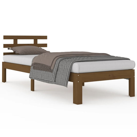 vidaXL Bed Frame | Honey Brown | Solid Pine Wood | Single | Durable | Bed Frame