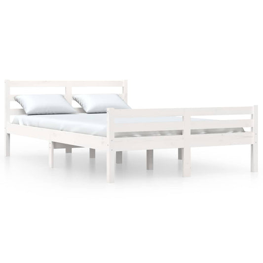 vidaXL Bed Frame without Mattress White Solid Wood 150x200cm King Size