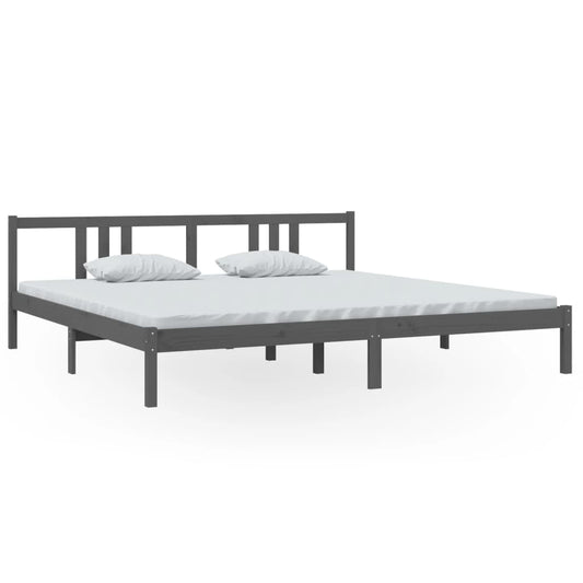 vidaXL Bed Frame | Grey | Solid Pinewood | 200x200 cm | Bed Frame | Rectangular