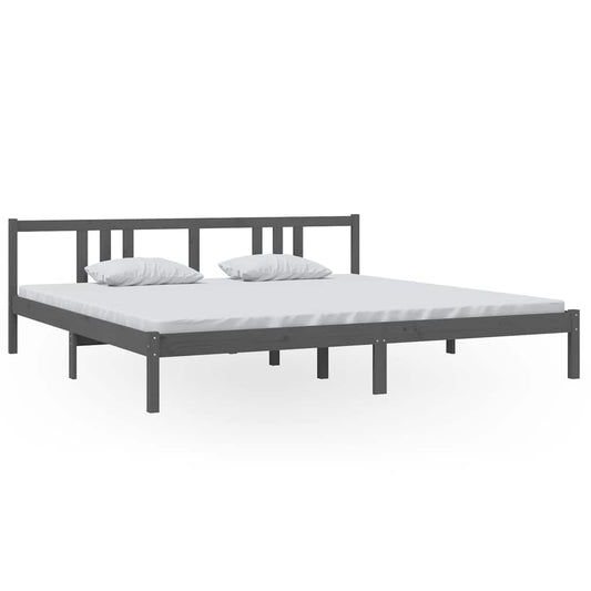 vidaXL Bed Frame without Mattress Grey Solid Wood 200x200 cm