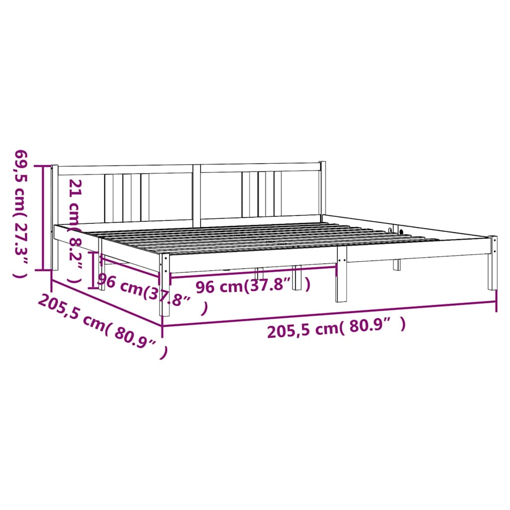 vidaXL Bed Frame without Mattress Honey Brown Solid Wood 200x200 cm