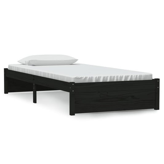 vidaXL Bed Frame without Mattress Black Solid Wood 90x190 cm Single
