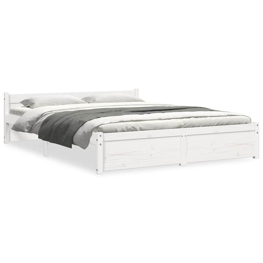 vidaXL Bed Frame without Mattress White Solid Wood 135x190 cm Double