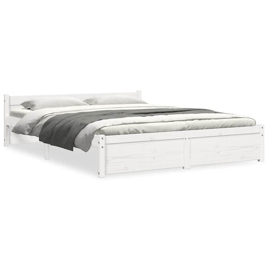 vidaXL Bed Frame without Mattress White Solid Wood 150x200 cm King Size