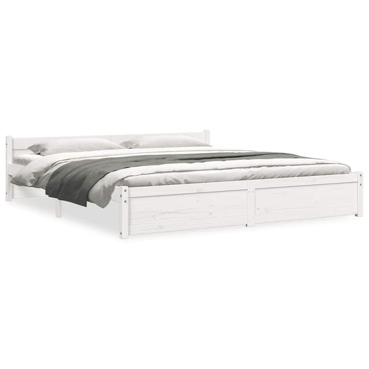 vidaXL Bed Frame without Mattress White Solid Wood 180x200 cm