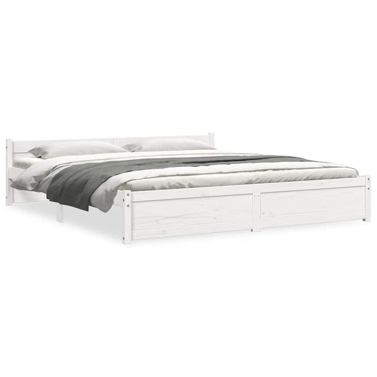 vidaXL Bed Frame without Mattress White Solid Wood 200x200 cm
