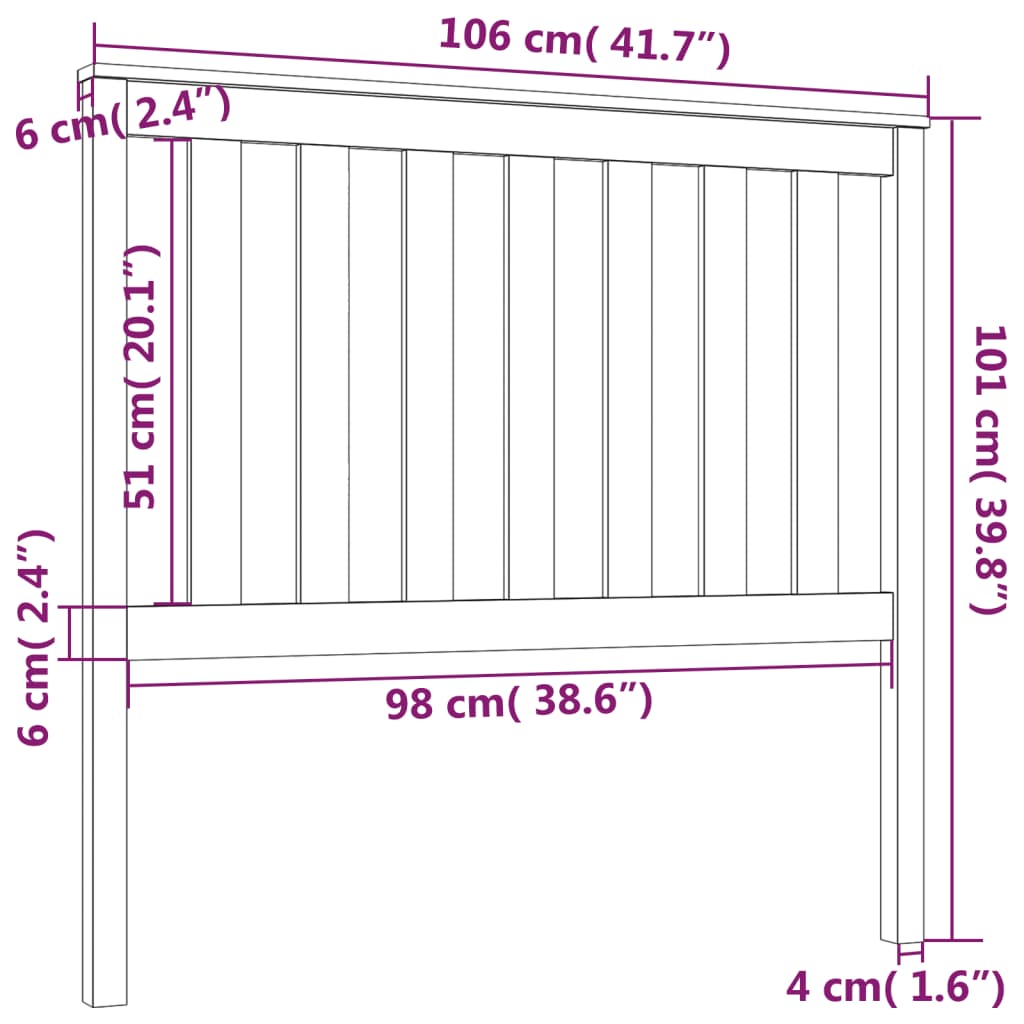 vidaXL Bed Headboard | Light Brown | Solid Pine Wood | 106x6x101 cm