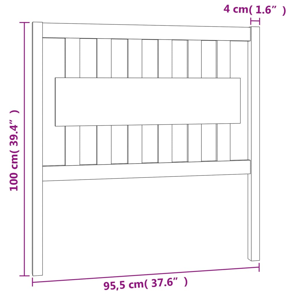 vidaXL Bed Headboard Black 95.5x4x100 cm Solid Wood Pine