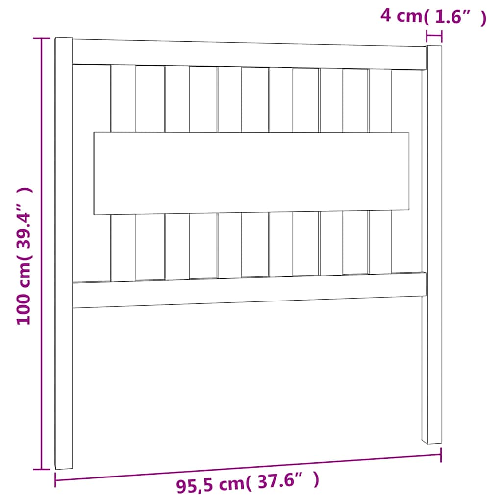 vidaXL Bed Headboard Black 95,5x4x100 cm Solid Wood Pine