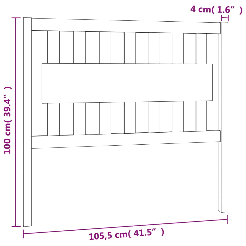 vidaXL Bed Headboard Grey 105.5x4x100 cm Solid Wood Pine