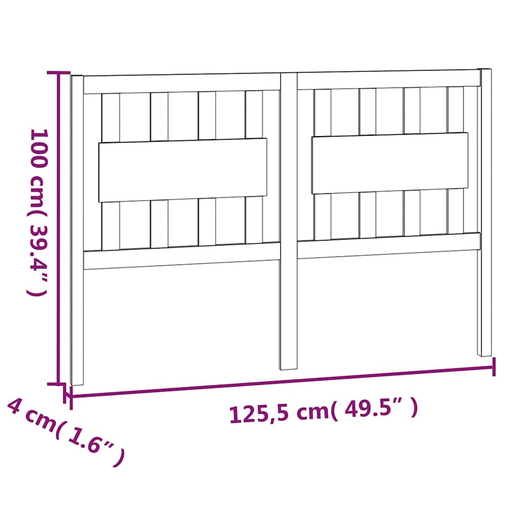 vidaXL Bed Headboard 125,5x4x100 cm Solid Wood Pine