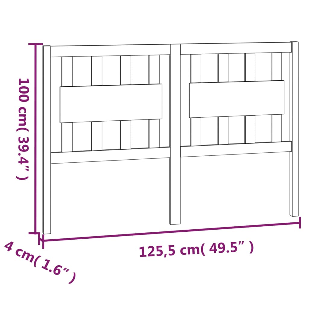 vidaXL Bed Headboard White 125.5x4x100 cm Solid Wood Pine