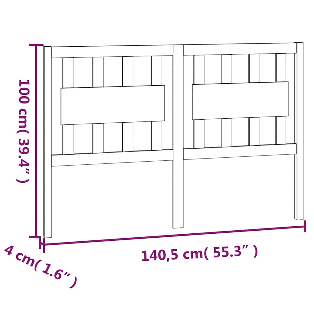 vidaXL Bed Headboard White 140,5x4x100 cm Solid Wood Pine