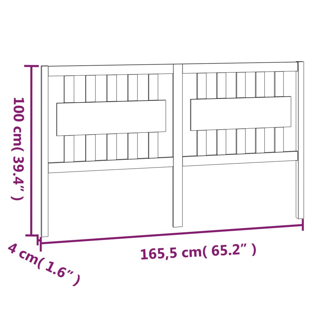 vidaXL Bed Headboard | Grey | Solid pine wood | 165.5 x 4 x 100 cm