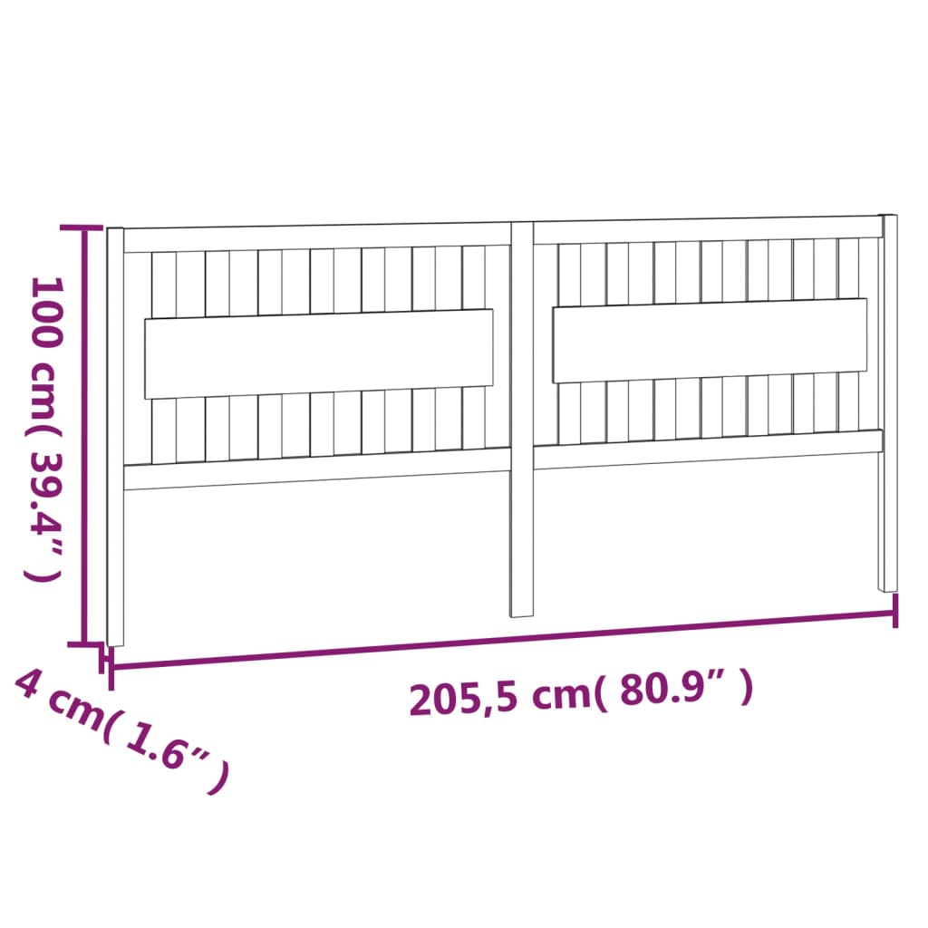 vidaXL Bed Headboard | Black | Solid Pine Wood | Large | Decorative Inlays